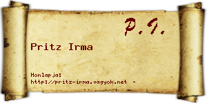 Pritz Irma névjegykártya